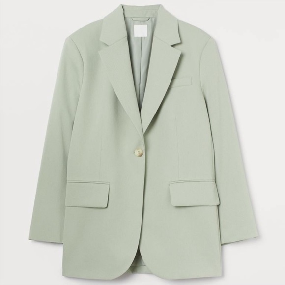 H&M • oversized sage green blazer sz S - Picture 3 of 8